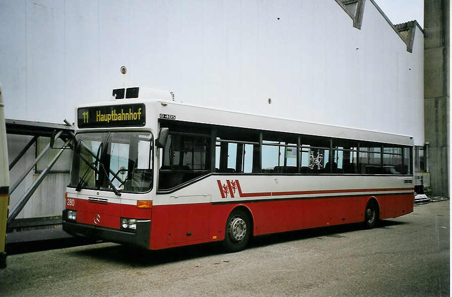 (074'024) - WV Winterthur - Nr. 280 - Mercedes (ex VBZ Zrich Nr. 620) am 16. Januar 2005 in Biel, BTR 