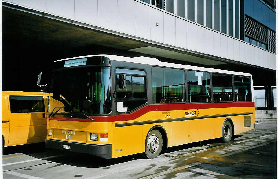 (075'625) - PostAuto Bern-Freiburg-Solothurn - Nr. 452/BE 615'593 - MAN/Hess (ex Trachsel, Hasle-Regsau; ex Loosli, Wyssachen) am 7. Mrz 2005 in Bern, Postautostation