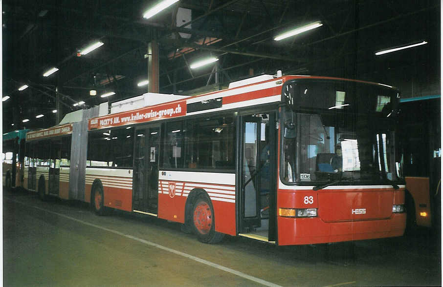 (076'331) - VB Biel - Nr. 83 - NAW/Hess Gelenktrolleybus am 23. April 2005 in Biel, Depot