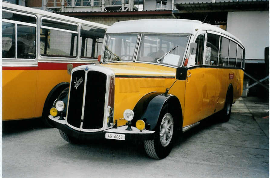 (079'814) - Holliger, Gontenschwil - AG 6083 - Saurer/Saurer (ex AAGL Liestal; ex LLB Susten; ex Tischhauser, Oberschan) am 27. August 2005 in Niederbipp, Saurertreffen