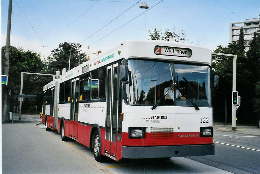 (080'108) - SW Winterthur - Nr. 122 - Saurer/FHS Gelenktrolleybus am 28. August 2005 in Winterthur, Spital