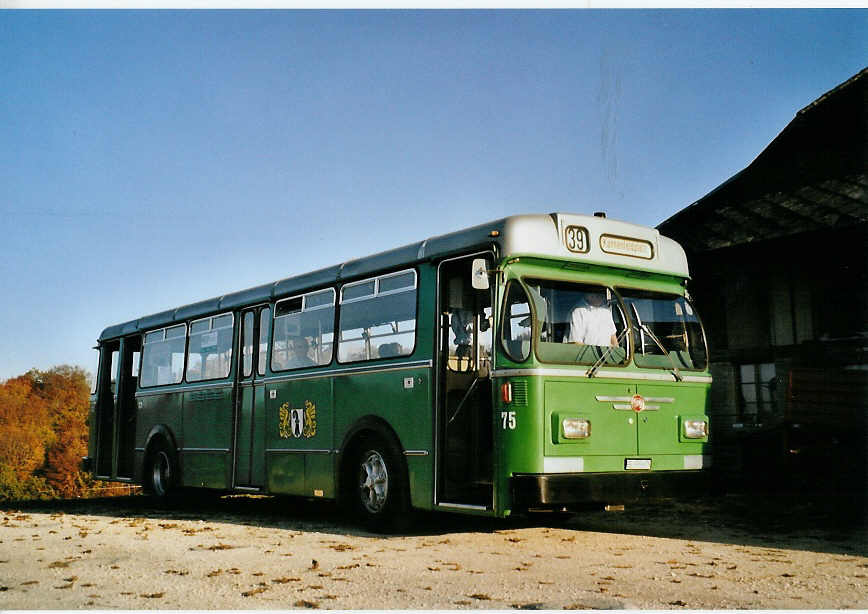 (081'419) - BVB Basel (RWB) - Nr. 75/BE 399'675 - FBW/FHS am 29. Oktober 2005 in Kaltacker, Gasthof Hirschen