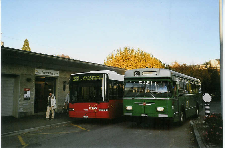 (081'423) - BVB Basel (RWB) - Nr. 75/BE 399'675 - FBW/FHS am 29. Oktober 2005 beim Bahnhof Burgdorf