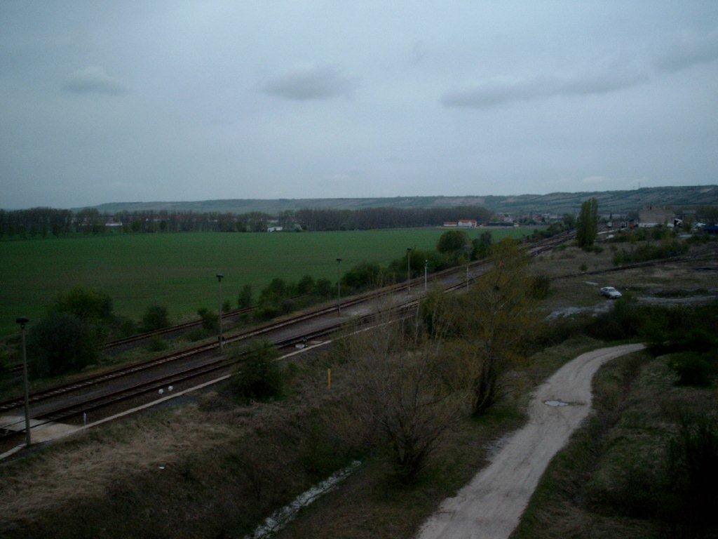 Blick vom Stellwerk R5 auf die Anschlussgleise vom Zementwerk Karsdorf im Jahr 2007. (Foto: Dieter Bauer)