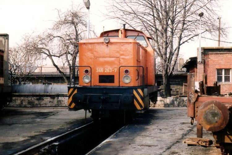DB 346 263-7 im Bw Naumburg; 12.03.1993 (Foto: Frank Weimer)