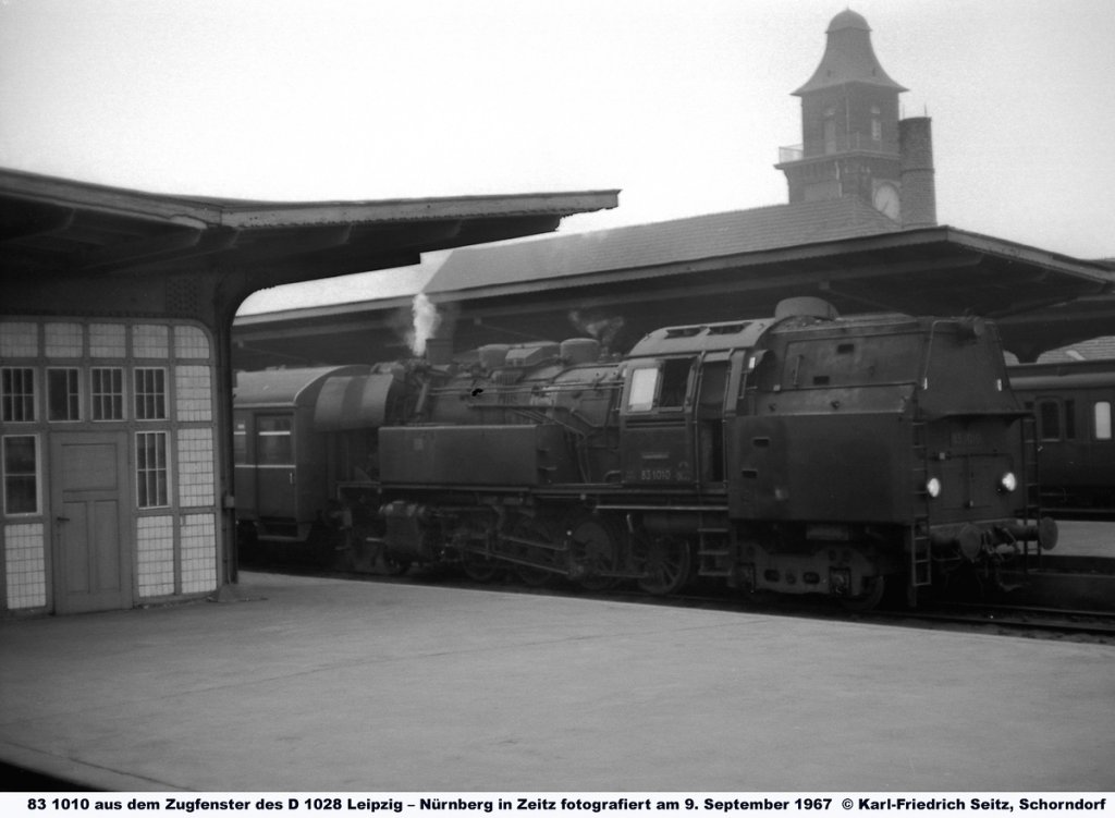 DR 83 1010 am 09.09.1967 im Bahnhof Zeitz. (Foto: Karl-Friedrich Seitz)