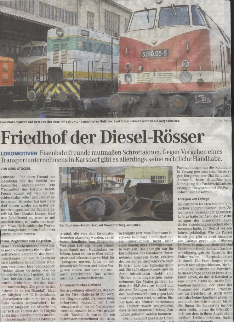 Ein Artikel aus der Mitteldeutschen Zeitung vom 08.04.2011. (Scan: Mario Fliege)