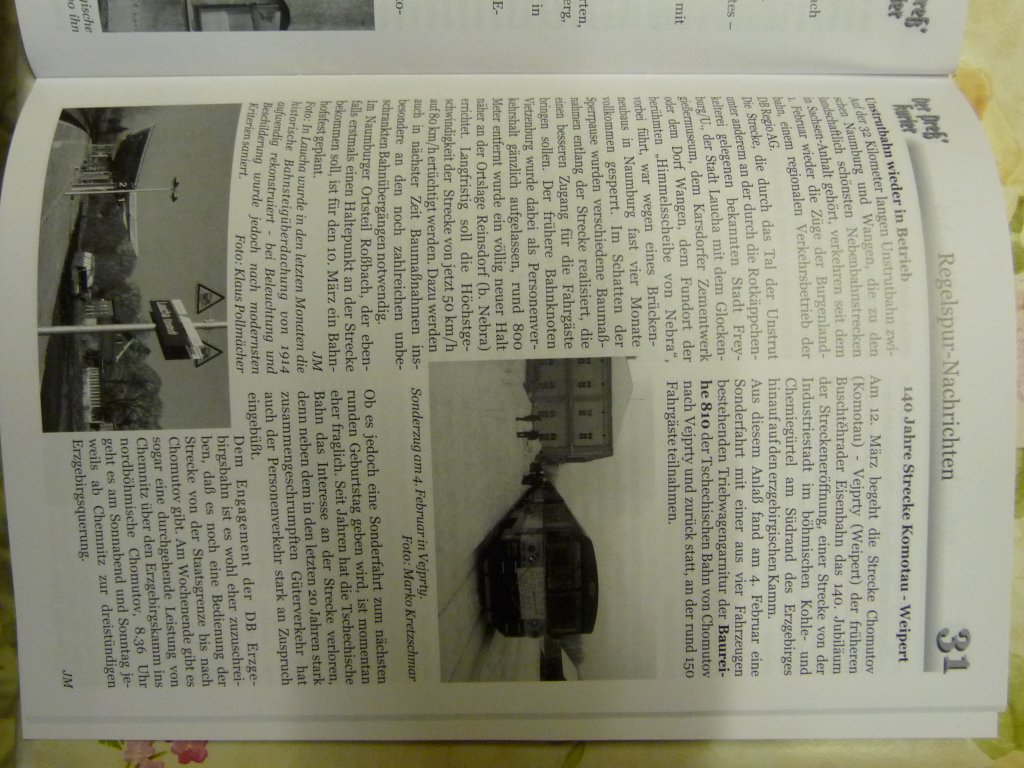 Ein Artikel ber die Modernisierungsarbeiten an der Unstrutbahn, im Pre´Kurier;(Ausgabe Februar/Mrz 2012 von Jrg Mller)