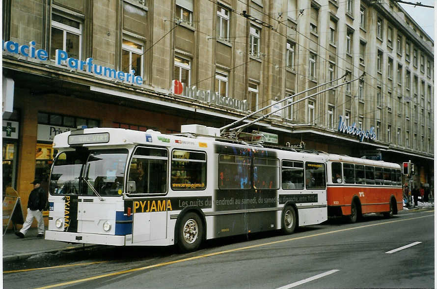 (083'802) - TL Lausanne - Nr. 728 - FBW/Hess Trolleybus am 6. Mrz 2006 in Lausanne, Bel-Air