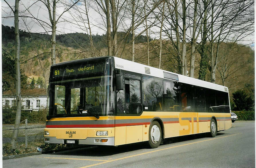 (084'203) - STI Thun - Nr. 100/BE 577'100 - MAN am 3. April 2006 bei der Schifflndte Thun