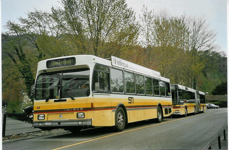 (084'315) - STI Thun - Nr. 52/BE 396'552 - Saurer/R&J am 25. April 2006 bei der Schifflndte Thun