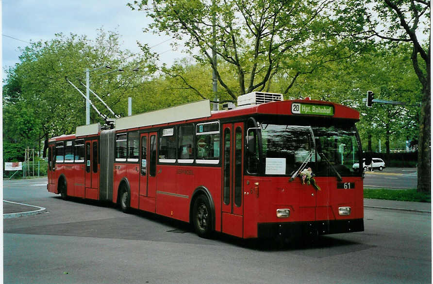 (085'715) - Bernmobil, Bern - Nr. 61 - FBW/Hess Gelenktrolleybus am 28. Mai 2006 in Bern, Wyler