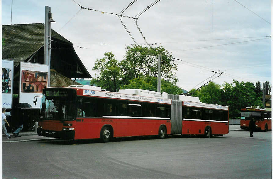 (085'801) - Bernmobil, Bern - Nr. 9 - NAW/Hess Gelenktrolleybus am 28. Mai 2006 in Bern, Zentrum Paul Klee