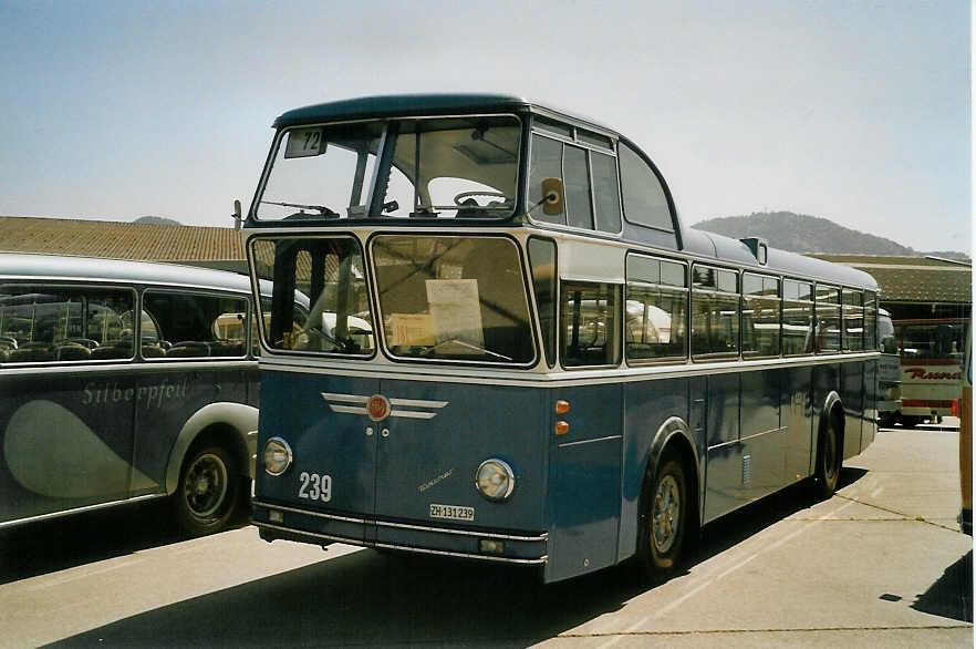 (086'418) - VBZ Zrich - Nr. 239/ZH 131'239 - FBW/Tscher Hochlenker (ex Kamm, Schlieren; ex VBZ Zrich Nr. 239; ex VBZ Zrich Nr. 219) am 18. Juni 2006 in Hinwil, AMP