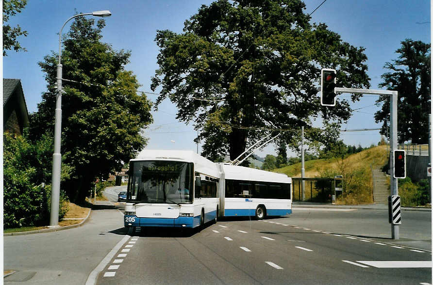 (087'526) - VBL Luzern - Nr. 205 - Hess/Hess Gelenktrolleybus am 25. Juli 2006 in Luzern, Unterlchli