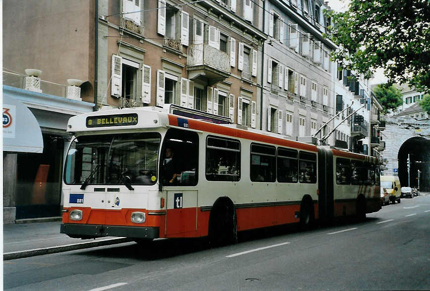 (087'813) - TL Lausanne - Nr. 881 - Saurer/Hess Gelenktrolleybus (ex TPG Genve Nr. 661) am 26. Juli 2006 in Lausanne, Tunnel