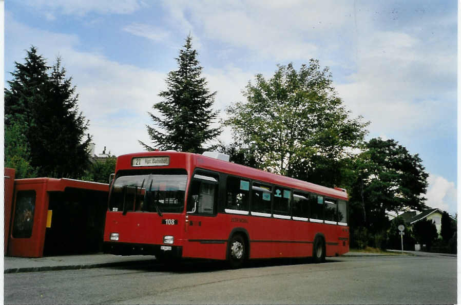 (088'304) - Bernmobil, Bern - Nr. 108/BE 500'108 - Volvo/R&J am 29. Juli 2006 in Bremgarten, Endstation