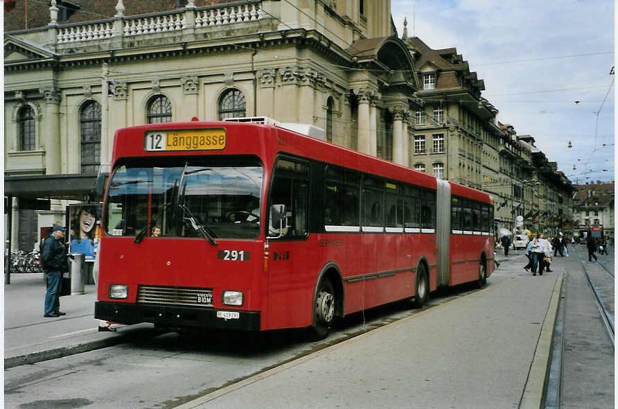 (088'918) - Bernmobil, Bern - Nr. 291/BE 419'291 - Volvo/R&J-Hess-Gangloff am 14. August 2006 beim Bahnhof Bern