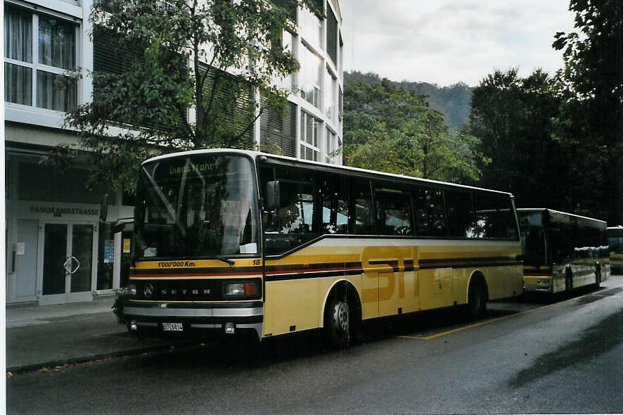 (089'832) - STI Thun - Nr. 18/BE 26'814 - Setra (ex AvH Heimenschwand Nr. 1) am 3. Oktober 2006 bei der Schifflndte Thun