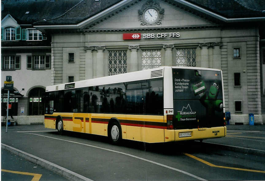 (091'607) - STI Thun - Nr. 94/BE 572'094 - MAN am 14. Januar 2007 beim Bahnhof Thun