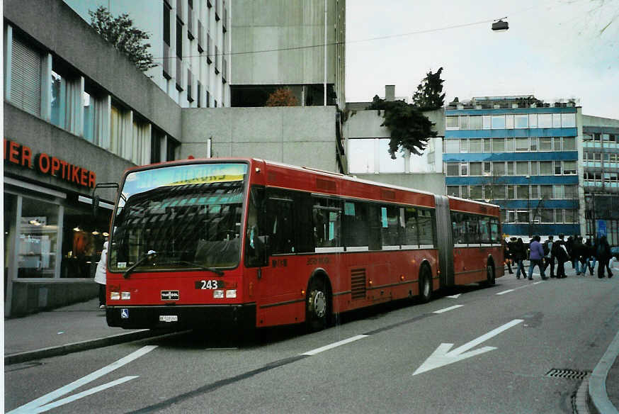 (092'002) - Bernmobil, Bern - Nr. 243/BE 518'243 - Van Hool am 12. Februar 2007 in Bern, City West