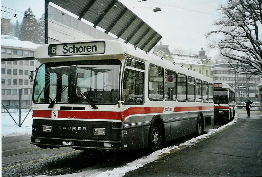 (093'020) - VBSG St. Gallen - Nr. 215/SG 141'215 - Saurer/Hess am 22. Mrz 2007 beim Bahnhof St. Gallen