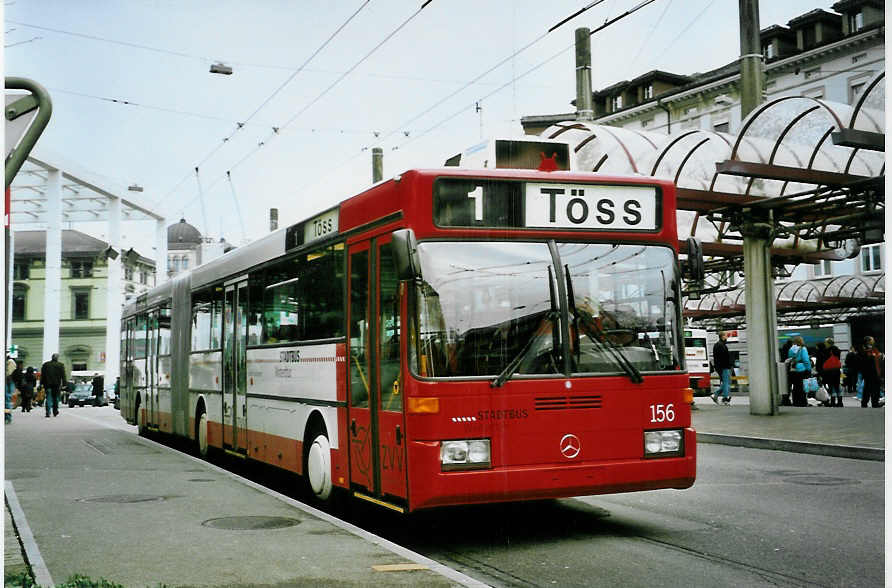 (093'211) - SW Winterthur - Nr. 156 - Mercedes Gelenktrolleybus am 22. Mrz 2007 beim Hauptbahnhof Winterthur