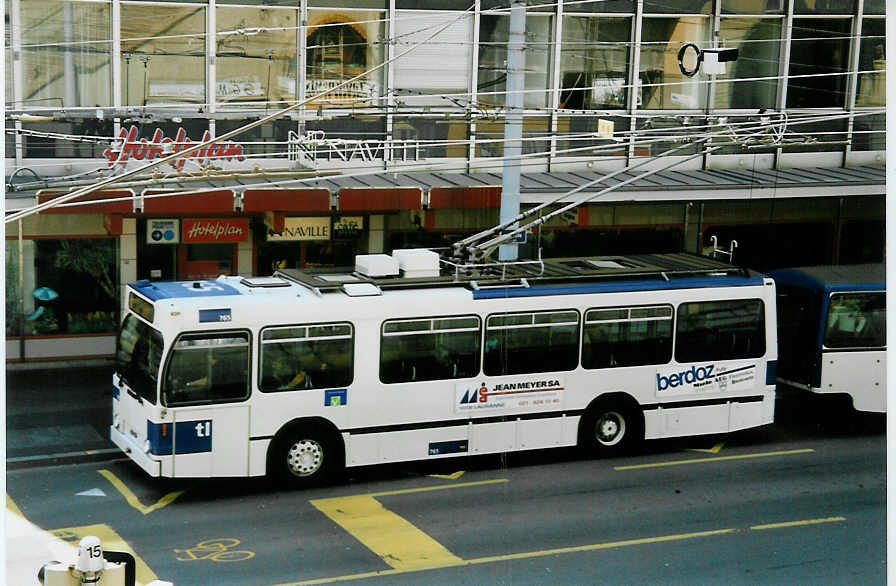 (093'631) - TL Lausanne - Nr. 765 - NAW/Lauber Trolleybus am 7. April 2007 in Lausanne, Rue Neuve