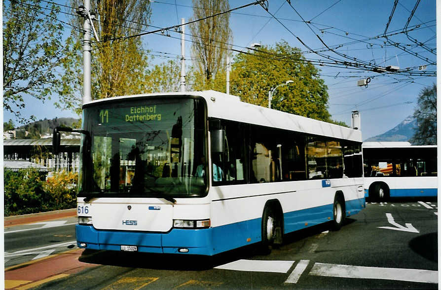 (093'929) - VBL Luzern - Nr. 616/LU 15'009 - Scania/Hess am 13. April 2007 beim Bahnhof Luzern