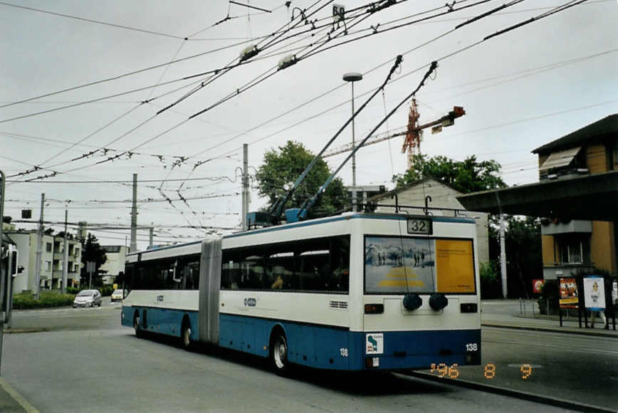 (094'711) - VBZ Zrich - Nr. 138 - Mercedes Gelenktrolleybus am 26. Mai 2007 in Zrich, Bucheggplatz