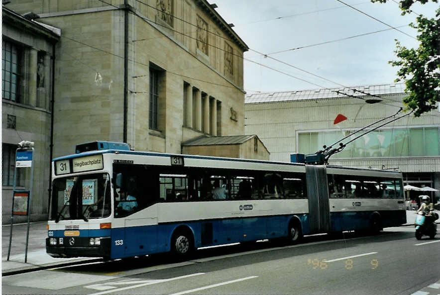 (094'729) - VBZ Zrich - Nr. 133 - Mercedes Gelenktrolleybus am 26. Mai 2007 in Zrich, Kunsthaus