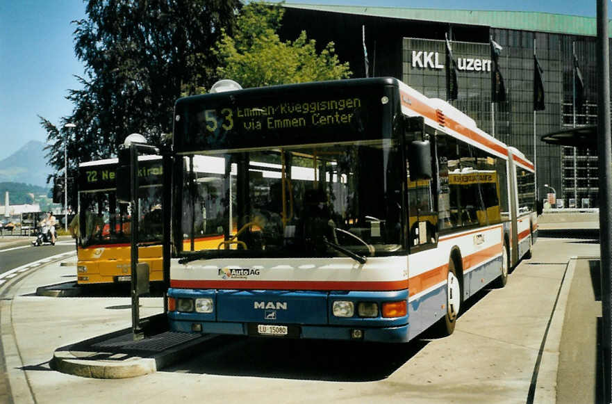 (096'219) - AAGR Rothenburg - Nr. 24/LU 15'080 - MAN am 15. Juli 2007 beim Bahnhof Luzern