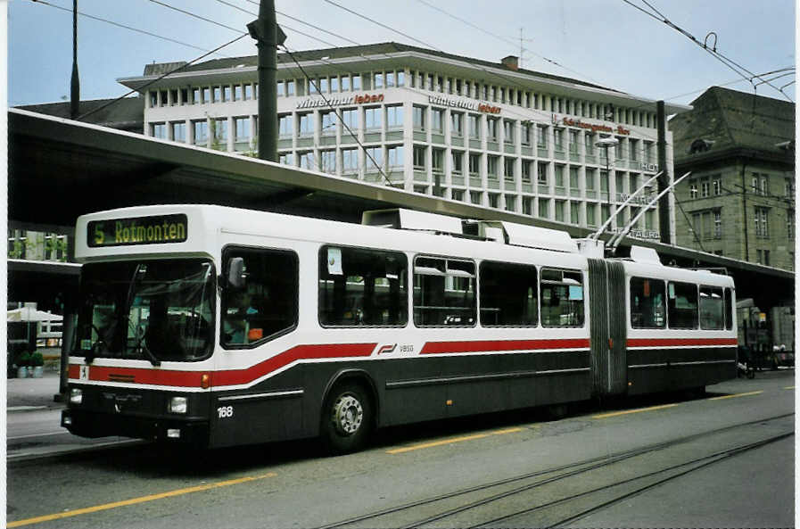 (096'420) - VBSG St. Gallen - Nr. 168 - NAW/Hess Gelenktrolleybus am 21. Juli 2007 beim Bahnhof St. Gallen