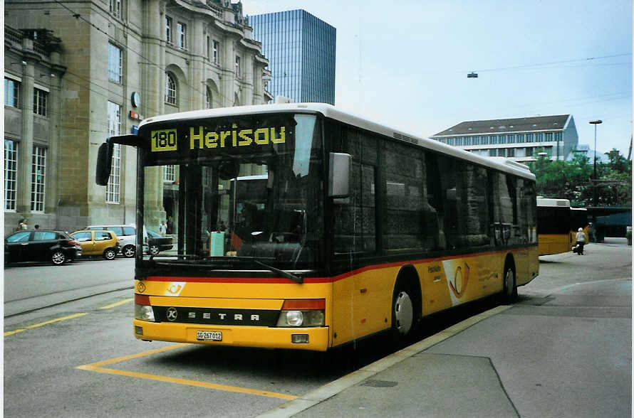 (096'502) - Casutt, Gossau - SG 267'012 - Setra (ex PostAuto St. Gallen-Appenzell; ex P 25'754) am 21. Juli 2007 beim Bahnhof St. Gallen