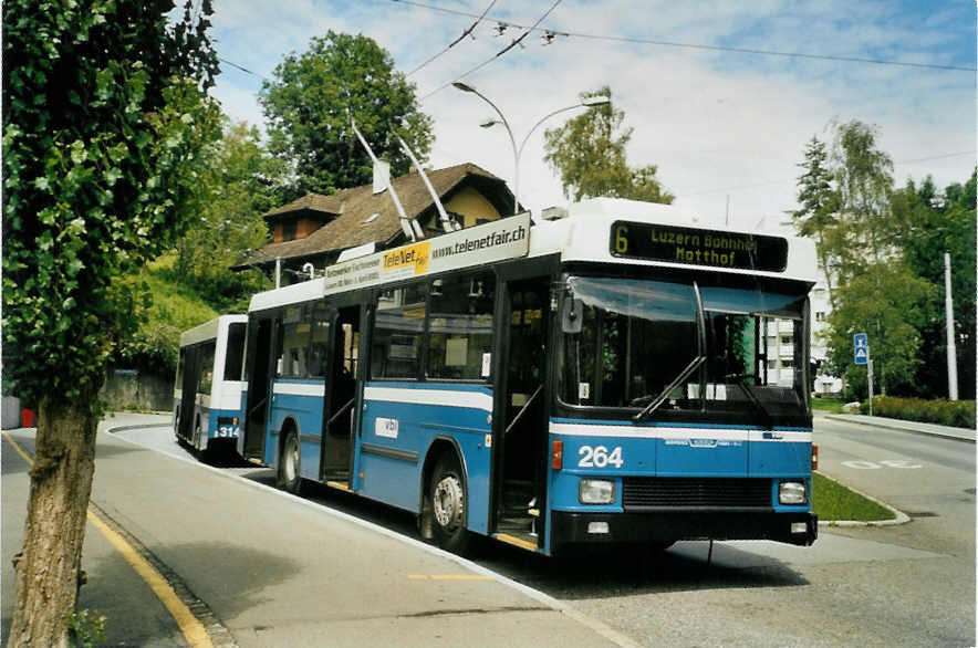 (096'809) - VBL Luzern - Nr. 264 - NAW/R&J-Hess Trolleybus am 23. Juli 2007 in Luzern, Wrzenbach