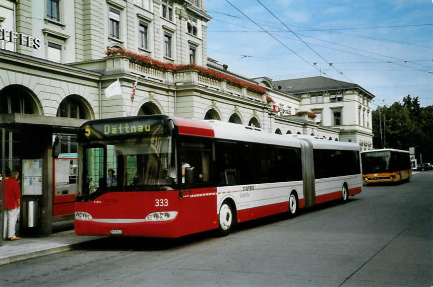 (098'530) - SW Winterthur - Nr. 333/ZH 719'333 - Solaris am 15. September 2007 beim Hauptbahnhof Winterthur