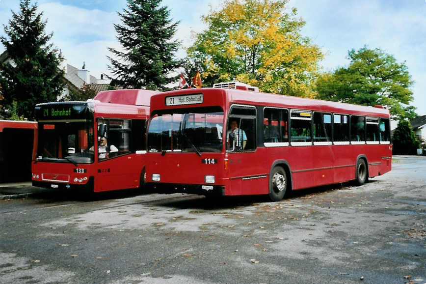 (099'502) - Bernmobil, Bern - Nr. 114/BE 366'114 - Volvo/R&J am 30. September 2007 in Bremgarten, Endstation