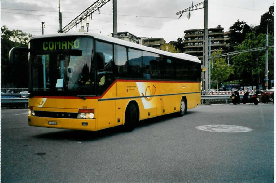 (100'032) - AutoPostale Ticino - Nr. 503/TI 165'889 - Setra (ex Marchetti, Airolo) am 4. Oktober 2007 beim Bahnhof Lugano