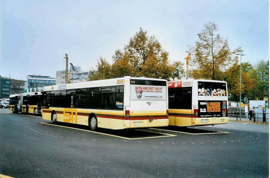 (100'210) - STI Thun - Nr. 77/BE 274'177 - MAN am 11. Oktober 2007 beim Bahnhof Thun (prov. Haltestelle)