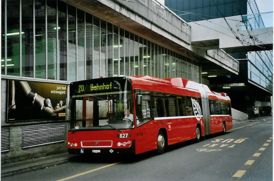 (100'503) - Bernmobil, Bern - Nr. 827/BE 612'827 - Volvo am 24. Oktober 2007 beim Bahnhof Bern