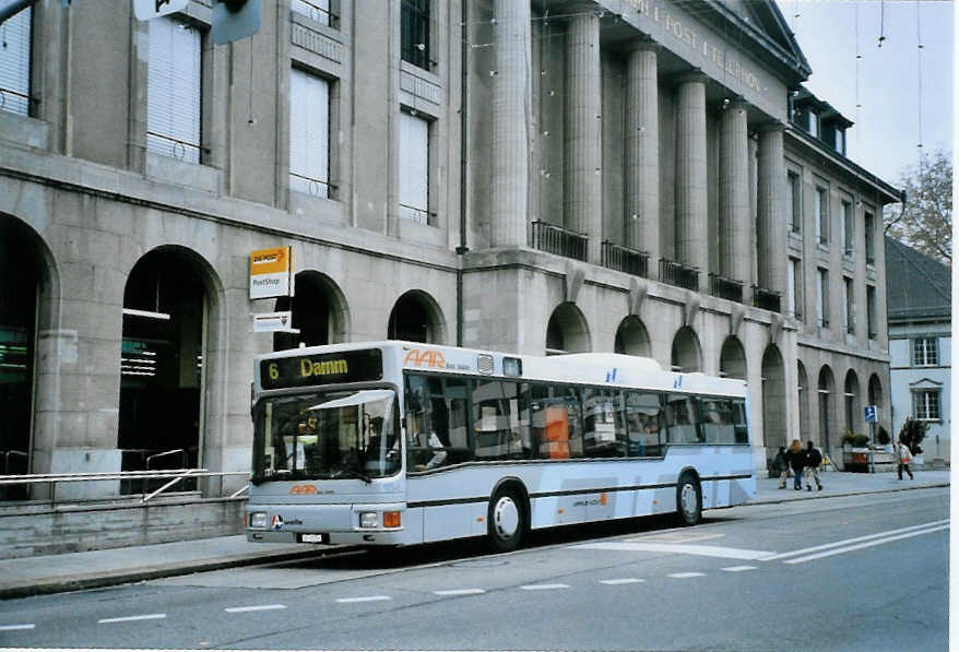 (100'812) - AAR bus+bahn, Aarau - Nr. 154/AG 18'254 - MAN am 3. November 2007 beim Bahnhof Aarau