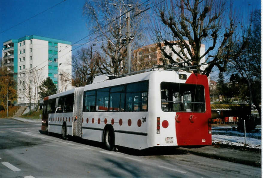 (101'115) - TPF Fribourg - Nr. 502/FR 300'406 - Volvo/Hess Gelenkduobus (ex TF Fribourg Nr. 102) am 17. November 2007 in Fribourg, Minigolf