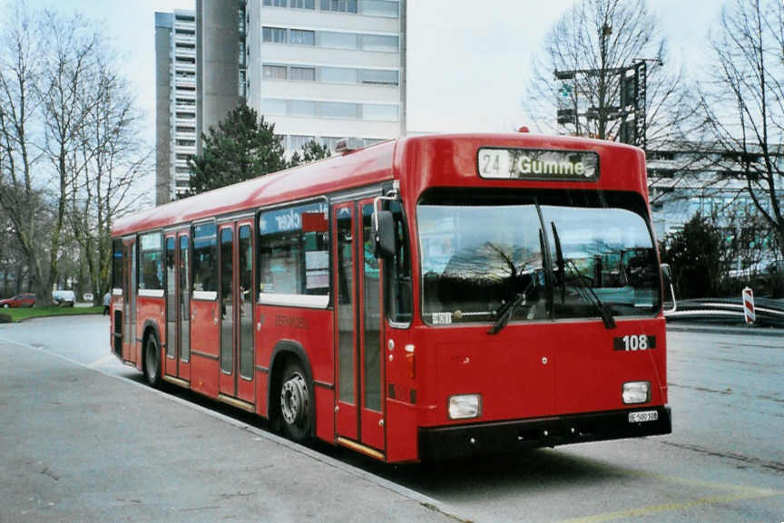 (101'821) - Bernmobil, Bern - Nr. 108/BE 500'108 - Volvo/R&J am 13. Dezember 2007 in Bern, Holenacker