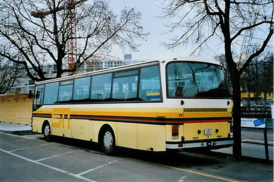 (102'006) - STI Thun - Nr. 13/BE 26'509 - Setra (ex AvH Heimenschwand Nr. 3; ex AGS Sigriswil Nr. 1) am 18. Dezember 2007 beim Bahnhof Thun (prov. Haltestelle)