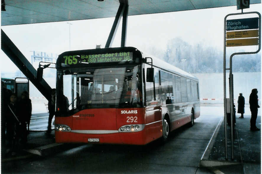 (102'225) - SW Winterthur - Nr. 292/ZH 730'292 - Solaris am 23. Dezember 2007 in Zrich, Flughafen