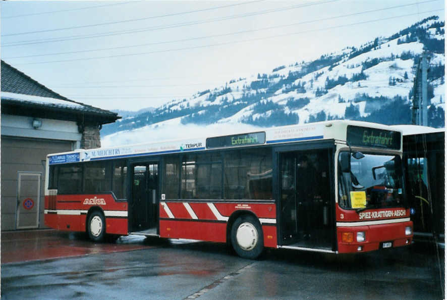 (102'932) - ASKA Aeschi - Nr. 3/BE 26'722 - MAN am 6. Januar 2008 beim Bahnhof Frutigen