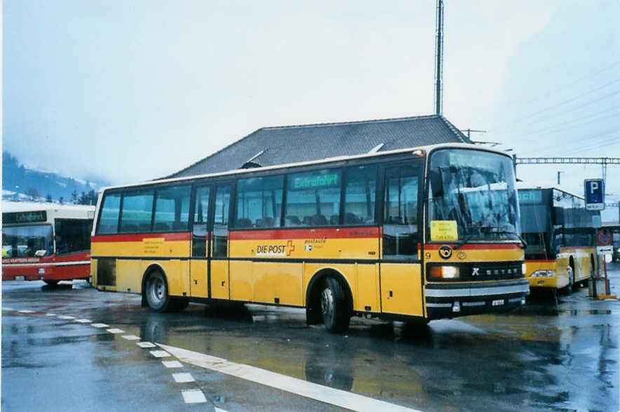 (102'936) - Tschannen, Zofingen - Nr. 9/AG 6048 - Setra am 6. Januar 2008 beim Bahnhof Frutigen