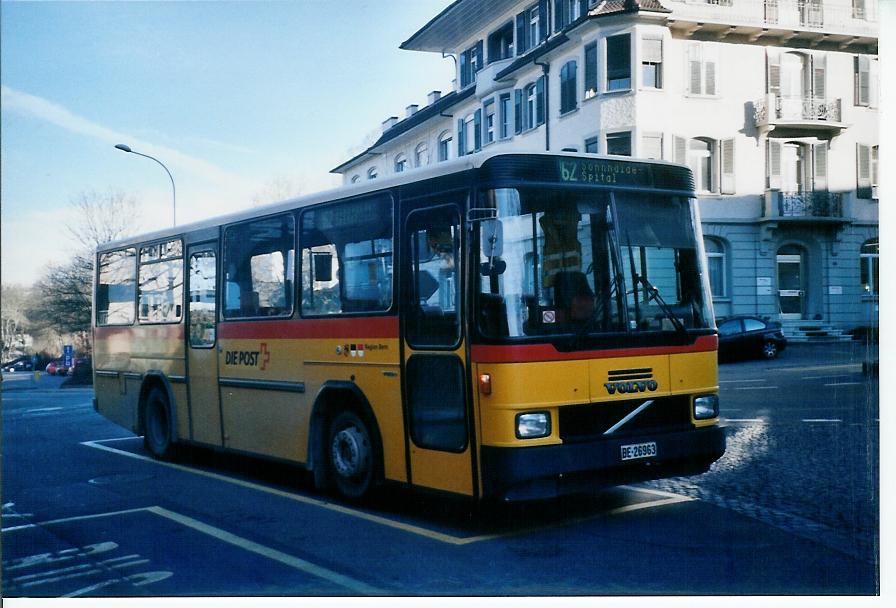 (103'719) - Lengacher, Mnsingen - Nr. 4/BE 26'963 - Volvo/Hess (ex Steiner, Messen) am 28. Januar 2008 beim Bahnhof Mnsingen