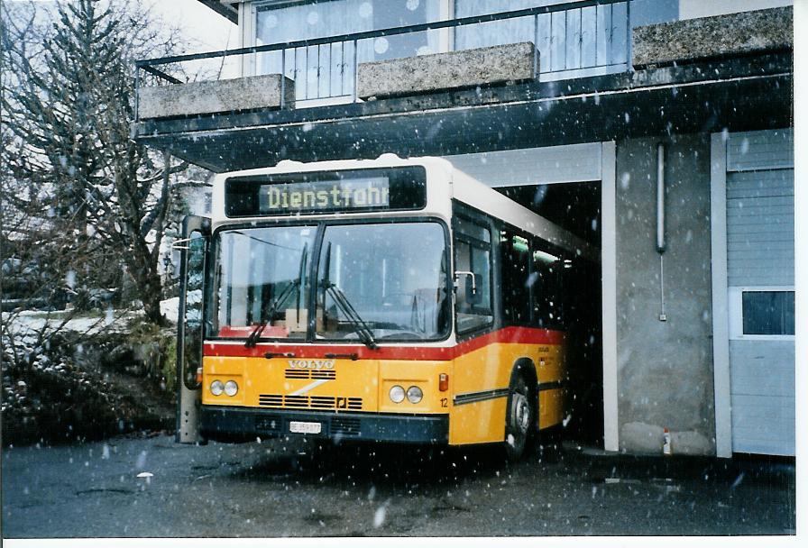 (103'824) - Lengacher, Mnsingen - Nr.  12 /BE 359'077 - Volvo/R&J (ex Steiner, Ortschwaben Nr. 12) am 2. Februar 2008 in Kirchdorf, Garage (Teilaufnahme)