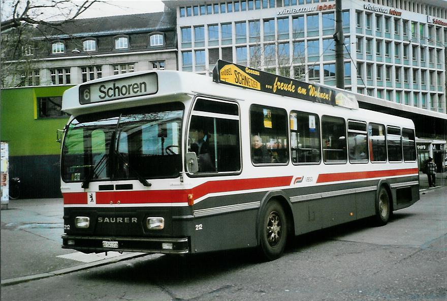 (104'108) - VBSG St. Gallen - Nr. 212/SG 141'212 - Saurer/Hess am 4. Februar 2008 beim Bahnhof St. Gallen